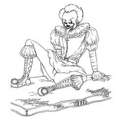 Pennywise sitting with tongue out coloring page