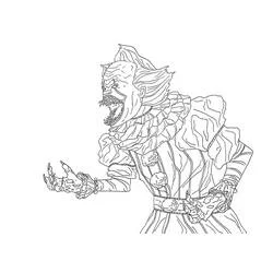 Pennywise snarling with claws out coloring page