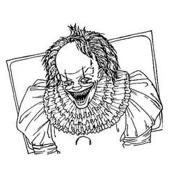 Leaning Pennywise with a toothy grin coloring page