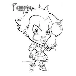 Pennywise holding a balloon coloring page