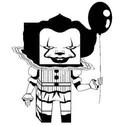 Pennywise holding a balloon in blocky form coloring page