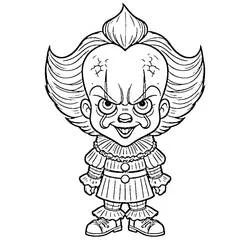 Pennywise smiling in chibi style coloring page