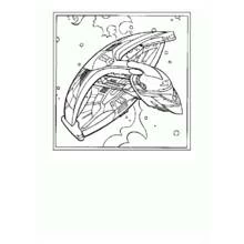 Star Trek spaceship flying through space coloring page