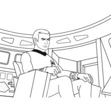 Captain Kirk seated on the bridge coloring page