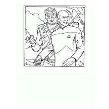 Star Trek captain and alien companion coloring page