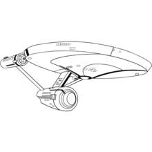 USS Enterprise starship in flight coloring page
