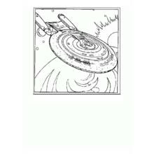 Starship near a swirling energy field coloring page