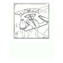 Starship flying through space coloring page