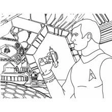 Star Trek officer holding a phaser coloring page