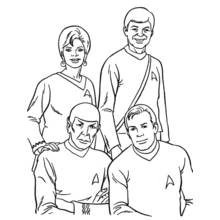 Star Trek crew posing together coloring page