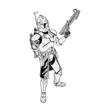 Clone trooper standing with blaster coloring page