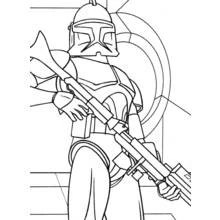 Clone trooper holding a blaster rifle coloring page