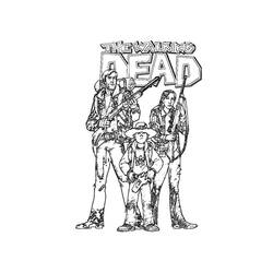 The Walking Dead group with weapons coloring page
