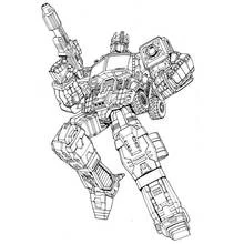Optimus Prime aiming his blaster coloring page