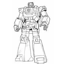 Robot with faction emblem and open arms coloring page