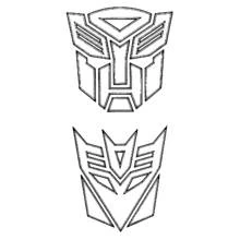 Autobot and Decepticon emblems coloring page