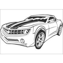Bumblebee's car form with racing stripes coloring page