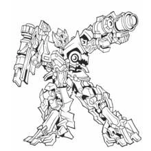 Transformers robot with cannon arm standing ready coloring page