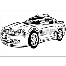 Police car with light bar and grille coloring page
