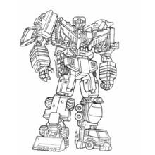 Transformers robot built from construction vehicles coloring page