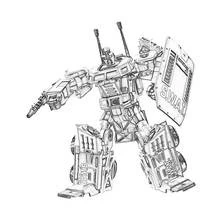 Onslaught robot in combat stance coloring page