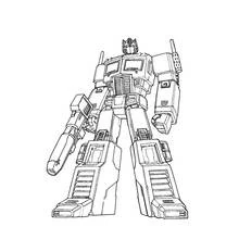 Optimus Prime standing in robot mode coloring page