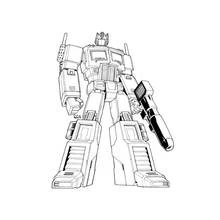 Optimus Prime standing in battle stance coloring page