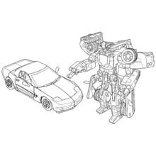 Transformers robot next to sports car coloring page