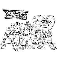 Transformers Animated team standing together coloring page
