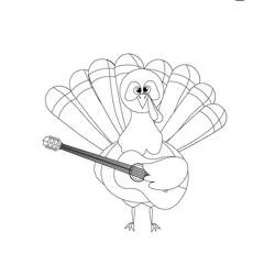 Turkey playing the guitar coloring page