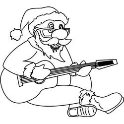 Santa Claus playing the guitar coloring page