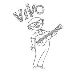 Andrés playing guitar under the Vivo sign coloring page
