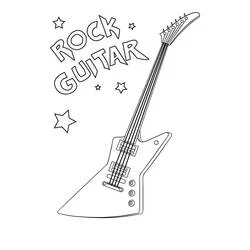 Electric guitar with rock stars coloring page