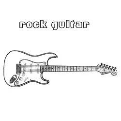 Rock guitar with detailed body coloring page