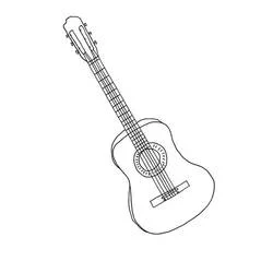Classical guitar with headstock and frets coloring page