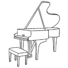 Grand piano with its bench coloring page