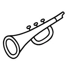 Trumpet with three valves coloring page