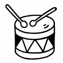Triangular-tension drum with crossed sticks coloring page