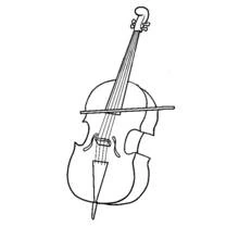 Cello or double bass with strings and bow coloring page