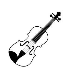 Violin with strings and scroll coloring page