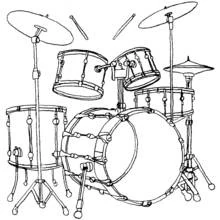 Complete drum kit with cymbals coloring page