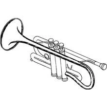Detailed trumpet with shiny shading coloring page