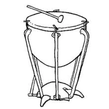 Timpani drum with mallet coloring page