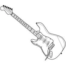 Electric guitar with detailed neck and frets coloring page