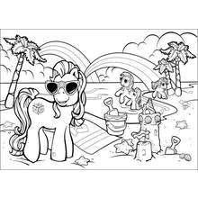 My Little Pony friends playing at the beach coloring page