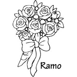 Bouquet of roses tied with a ribbon coloring page