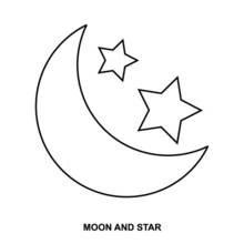 Moon and stars coloring page