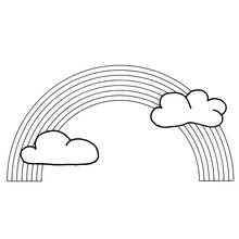 Rainbow arch with two fluffy clouds coloring page