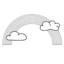 Rainbow with two fluffy clouds coloring page