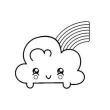 Kawaii cloud with rainbow coloring page